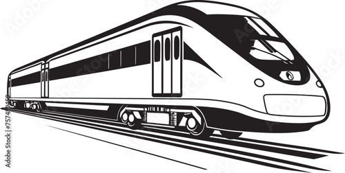 Sonic Surge Iconic Vector Emblem for Speedy Train Velocity Voyager Dynamic Black Logo Design of Bullet Train