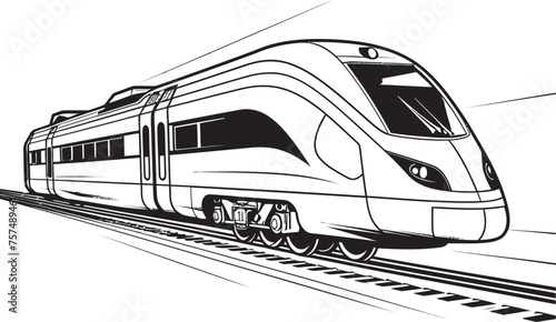 Express Zoom Sleek Vector Emblem of High Speed Train Fleet Flash Iconic Black Logo for Bullet Train