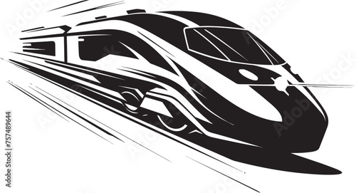 Express Zoom Emblem of High Speed Bullet Train Velocity Vanguard Black Logo Design with Bullet Train