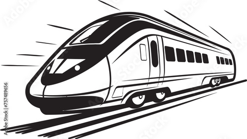 Velocity Vanguard Emblem of High Speed Bullet Train Sonic Soar Black Logo Design with Bullet Train