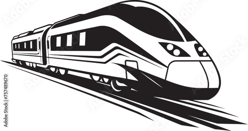 Rapid Ripple Black Logo with High Speed Train Whirlwind Express Vector Icon Design of Bullet Train