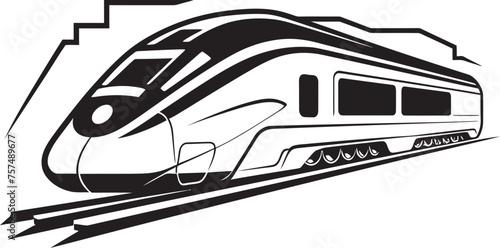 Speedy Sprint Emblem of High Speed Bullet Train Velocity Vortex Black Logo Design with Bullet Train