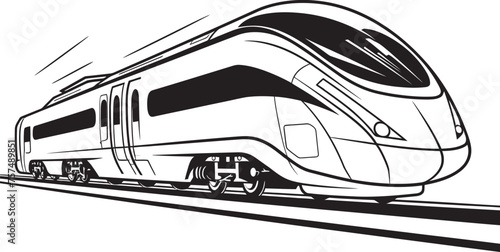 Rapid Rocket Black Logo with High Speed Train Sonic Swift Vector Icon Design of Bullet Train