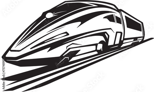 Turbo Trailblazer Black Logo Design with Bullet Train Fleet Flasher Vector Icon of High Speed Train