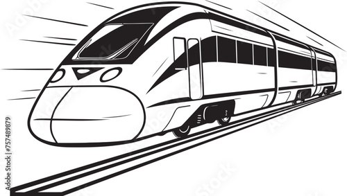 Rapid Runner Black Logo with High Speed Train Sonic Speedster Vector Icon Design of Bullet Train