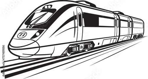 Velocity Vista Emblem of High Speed Bullet Train Turbo Thrust Black Logo Design with Bullet Train