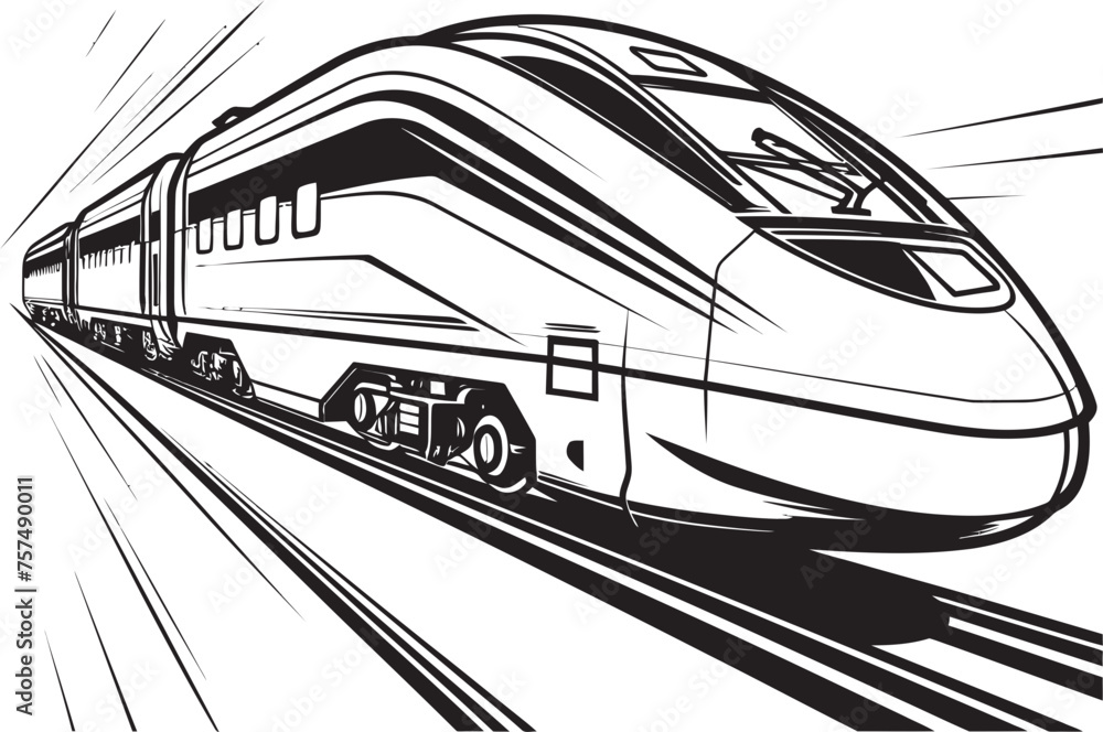 Fototapeta premium Speedy Sleek Emblem Design of Bullet Train Rapid Runner Black Logo with High Speed Train