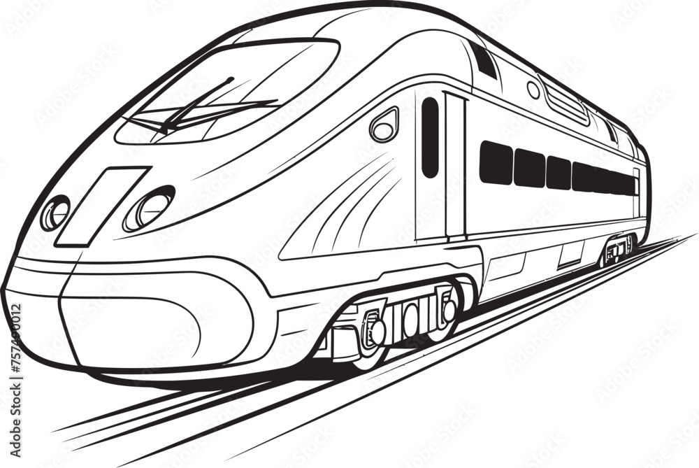 Fototapeta premium Fleet Flyer Vector Icon of High Speed Train Velocity Vanguard High Speed Bullet Train Logo in Black Vector