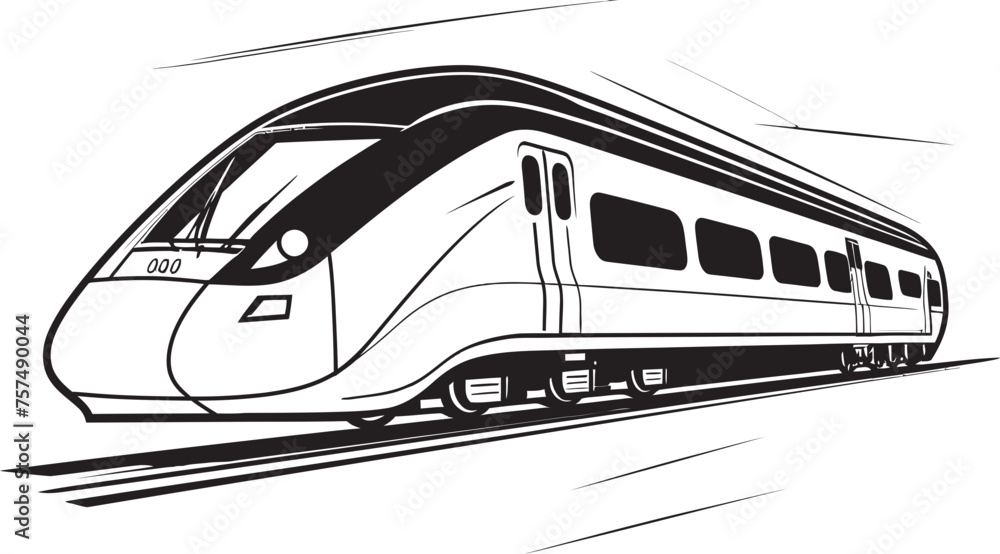Velocity Vista Black Logo Design with Bullet Train Turbo Track Vector Icon of High Speed Train