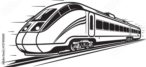 Velocity Vanguard High Speed Bullet Train Logo in Black Vector Rapid Rail Sleek Icon Design of Bullet Train