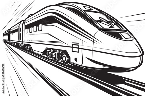 Speedy Sleek Emblem Design of Bullet Train Rapid Runner Black Logo with High Speed Train