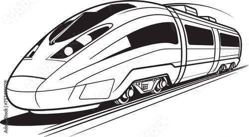 Sonic Surge Streamlined Black Logo Design for High Speed Train Velocity Voyager Vector Icon Design of Bullet Train