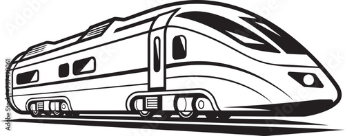 Express Zoom Emblem of High Speed Bullet Train Velocity Vista Black Logo Design with Bullet Train