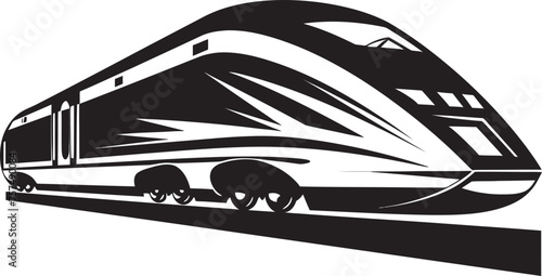Turbo Thrust Vector Icon of High Speed Train Fleet Flyer Emblem Design of Bullet Train