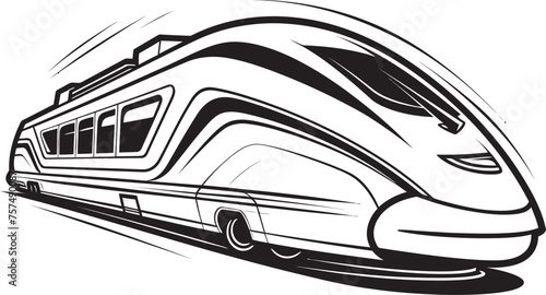 Turbo Track Vector Icon of High Speed Train Express Elevate Emblem Design of Bullet Train
