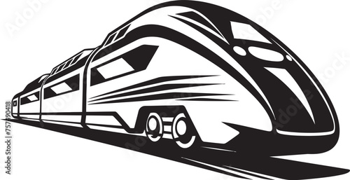 Fleet Flash Streamlined Vector Icon of High Speed Train Express Zoom Iconic Black Logo for Speedy Train