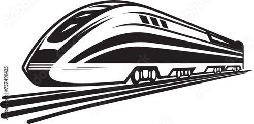 Turbo Thrust Dynamic Emblematic Design for High Speed Train Speedy Shuttle Streamlined Black Logo with Bullet Train