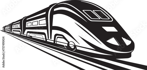 Speedy Shuttle Streamlined Black Logo with Bullet Train Rapid Ripple Iconic Vector Icon for High Speed Train