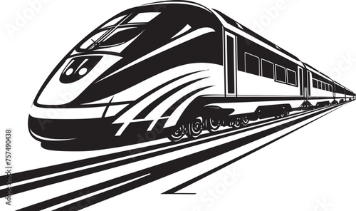 Sonic Surge Dynamic Emblem Design of High Speed Train Velocity Vanguard Streamlined Black Logo with Bullet Train