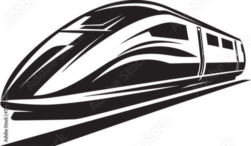 Velocity Vanguard Dynamic Black Logo with High Speed Train Turbo Transit Streamlined Vector Icon for Bullet Train