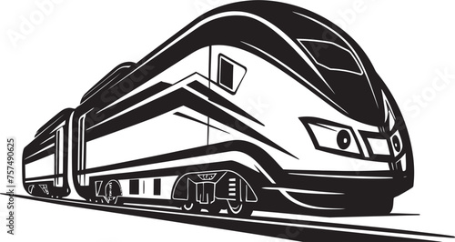 Express Zoom Dynamic Black Logo with High Speed Train Velocity Voyager Iconic Vector Icon of Bullet Train