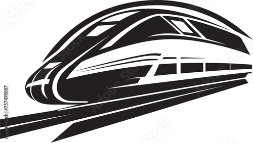 Rapid Rail Dynamic Emblem Design for Bullet Train Sonic Surge Sleek Black Logo with High Speed Train