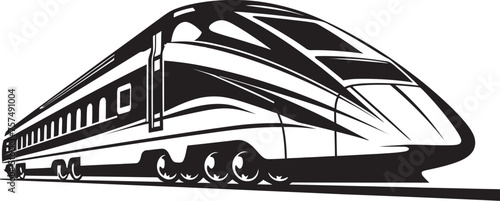 Rapid Rail Sleek Black Logo with Bullet Train Sonic Surge Dynamic Vector Icon for High Speed Train