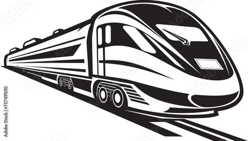 Fleet Flash Streamlined Emblem Design of Bullet Train Speedy Shuttle Iconic Black Logo with High Speed Train
