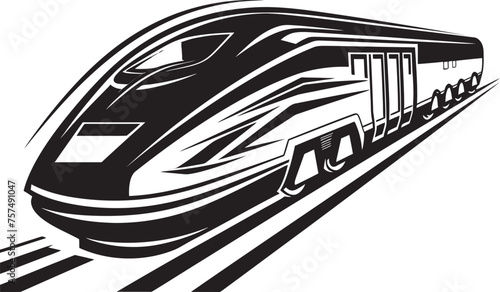 Swift Streamline Iconic Vector Emblem of High Speed Train Express Zoom Emblematic Black Logo for Bullet Train