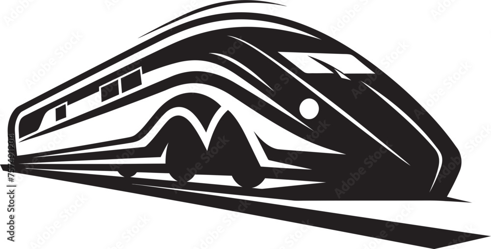 Turbo Transit Dynamic Black Logo with High Speed Train Rapid Rail Sleek Vector Icon of Bullet Train