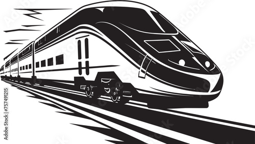 Rapid Rail Sleek Vector Icon of Bullet Train Sonic Surge Streamlined Emblem Design for High Speed Train