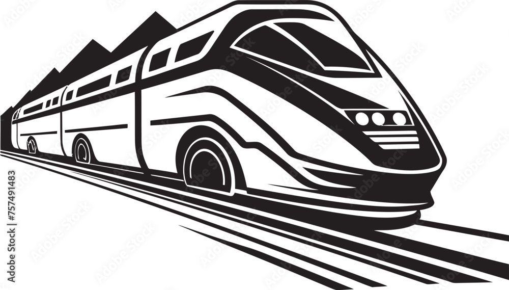 Speedy Shuttle Streamlined Emblem Design of High Speed Swift Streamline Iconic Black Logo with Bullet Train