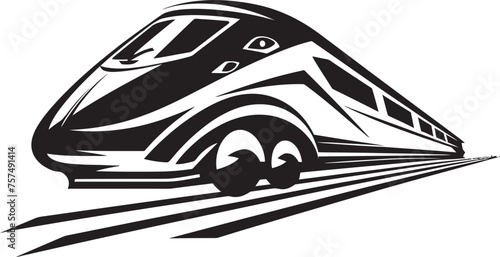Rapid Ripple Dynamic Emblematic Design for Bullet Train Sonic Surge Sleek Black Logo with High Speed Train