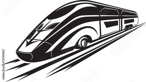 Speedy Shuttle Streamlined Emblem Design of High Speed Train Swift Streamline Iconic Black Logo with Bullet Train