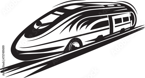 Velocity Voyager Streamlined Emblem Design of Bullet Train Turbo Thrust Iconic Black Logo with High Speed Train