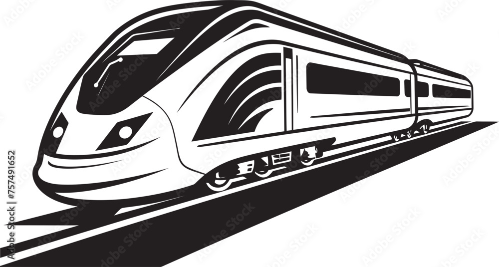 Speedy Streamliner Black Logo with High Speed Train Rapid Relay Vector Icon Design of Bullet Train