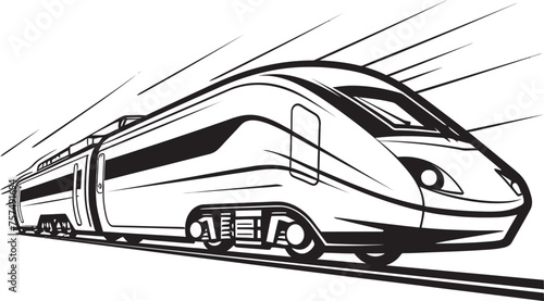 Turbo Track Vector Icon of High Speed Train Express Elevate Emblem Design of Bullet Train
