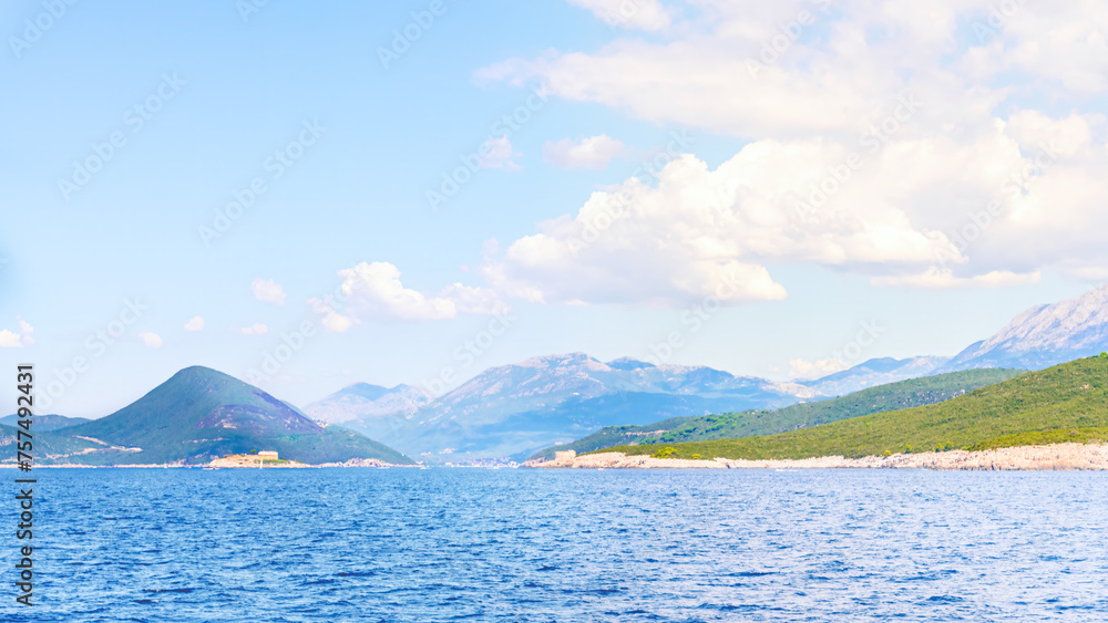 Panoramic image of the coast of Montenegro . Beautiful places near the Adriatic Sea