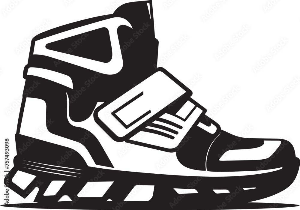 Naklejka premium QuantumQuip Sleek Logo Design of Hi Tech Boots ElectroEdge Iconic Vector Logo of Hi Tech Sci Fi Boots