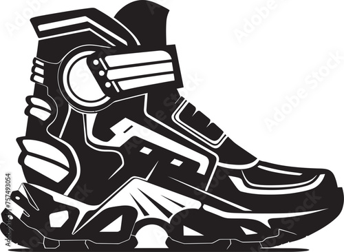 NanoNimbus Futuristic Boots Black Logo Icon in Vector CyberSoles Sleek Design of Futuristic Boots