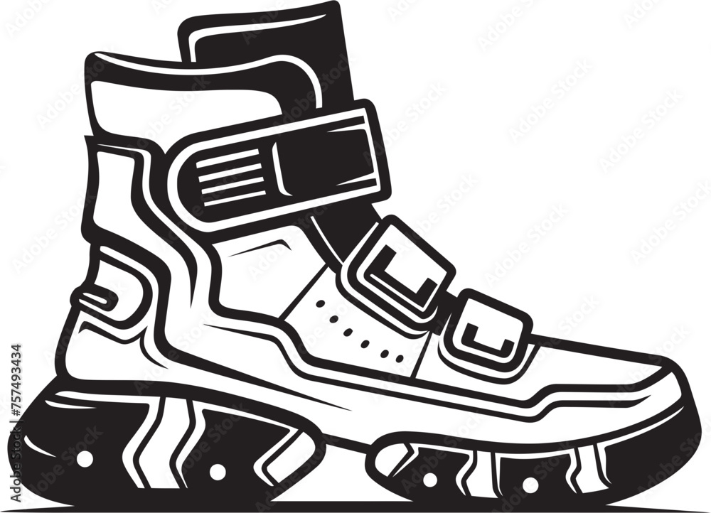 ElectroEdge Iconic Vector Logo of Hi Tech Sci Fi Boots NanoNimbus Futuristic Boots Black Logo Icon in Vector ElectroEdge Iconic Vector Logo of Hi Tech Sci Fi Boots NanoNimbus Futuristic Boots Black Logo Icon in Vector