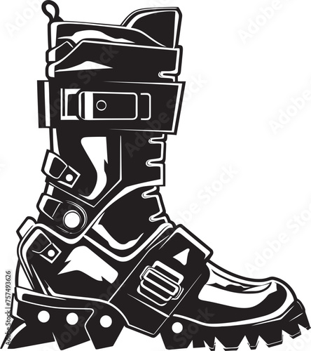 CyberSprint Sleek Iconic Design of Futuristic Boots QuantumQuip Vector Black Logo Icon of Hi Tech Boots