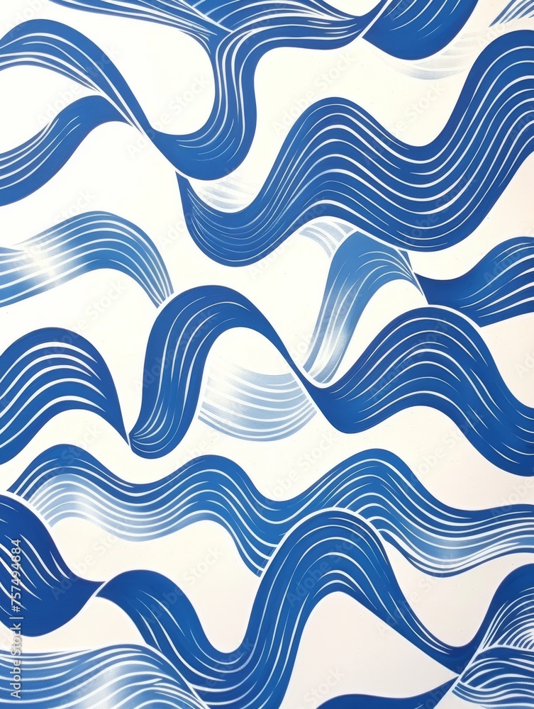 Fototapeta premium Wallpaper featuring blue and white wavy lines creating a dynamic and modern pattern.
