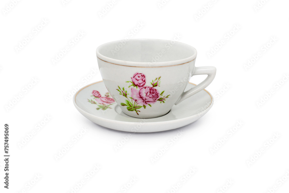 Classic-style teacup with a floral theme. Classic-style teacup with a floral theme.