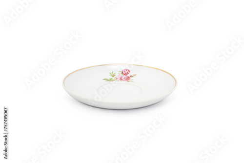 Decorated and stylish saucer seen from the front.