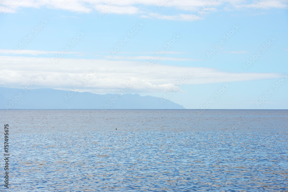 Seascape view from Arena beach towards Gomera island, Tenerife.