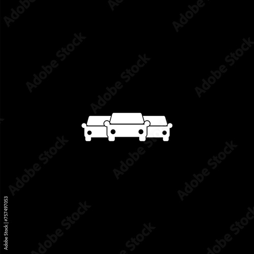 Car fleet flat icon isolated on dark background