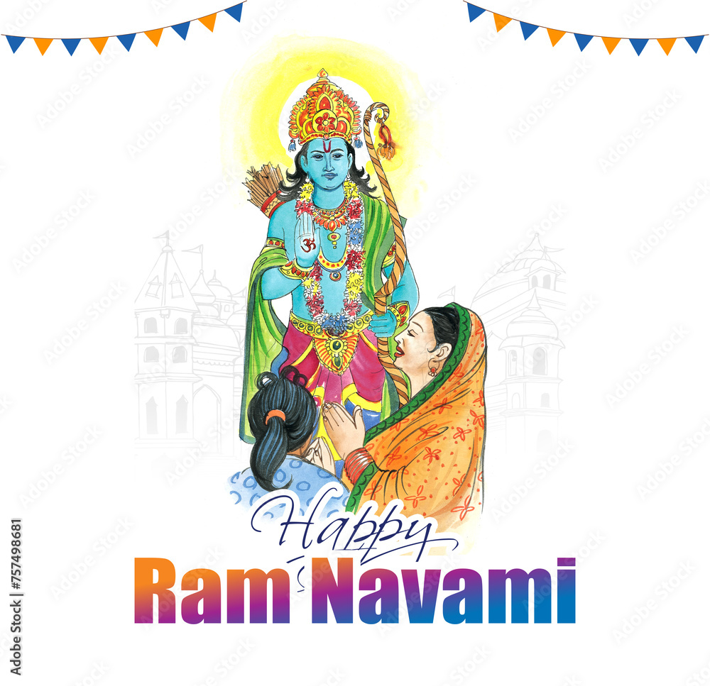 Illustration of Lord rama. Happy Ram Navami puja. Indian hindu festival background. Illustration of Lord rama. Happy Ram Navami puja. Indian hindu festival background.