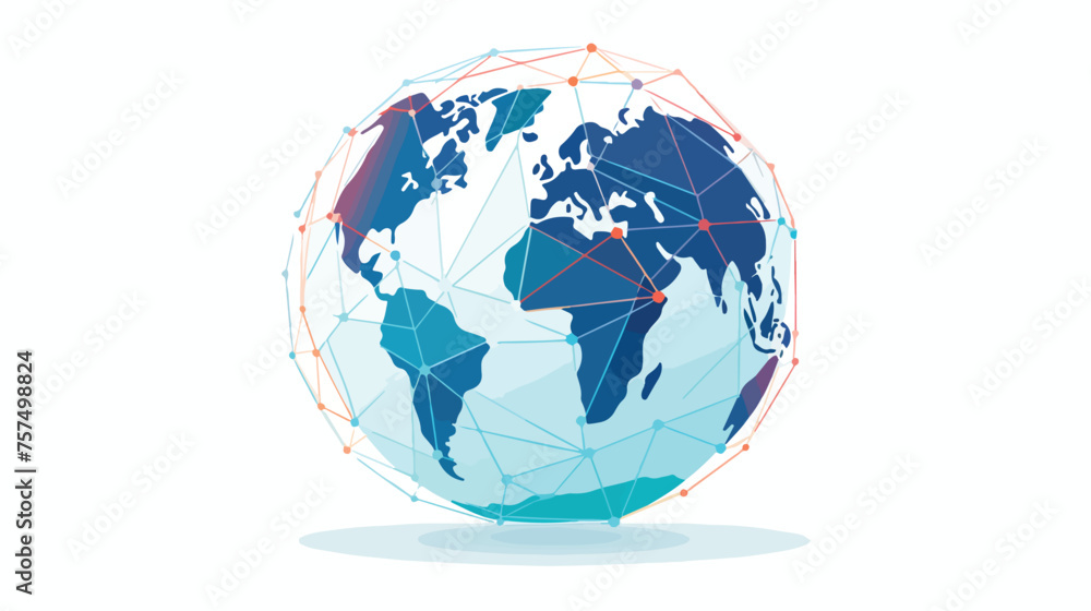 Flat icon A globe with a network of lines connectin