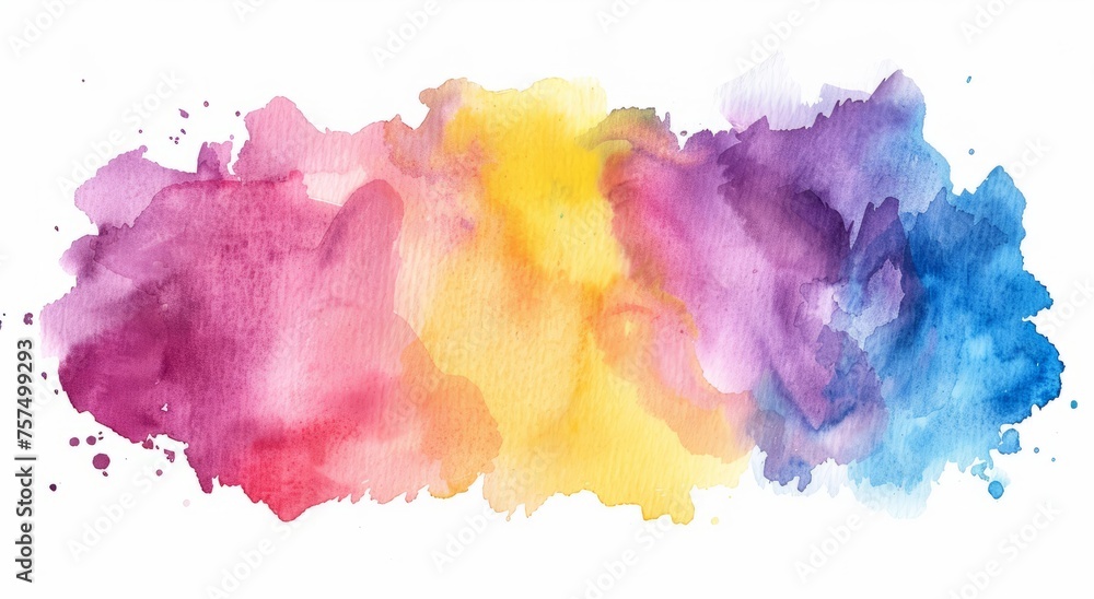 3D glow of an abstract Colorful watercolor stain isolated on a white background 